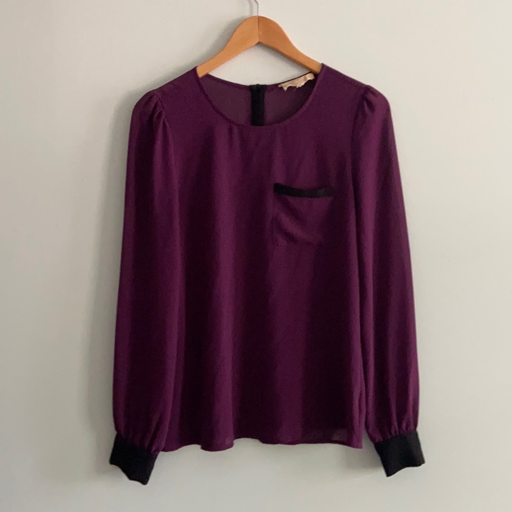 NEW Lost April S Purple/Black Reversible Blouse